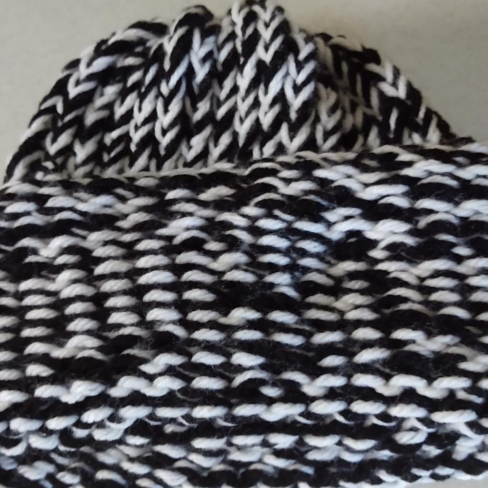 Hand made black and white knitted toddler hat